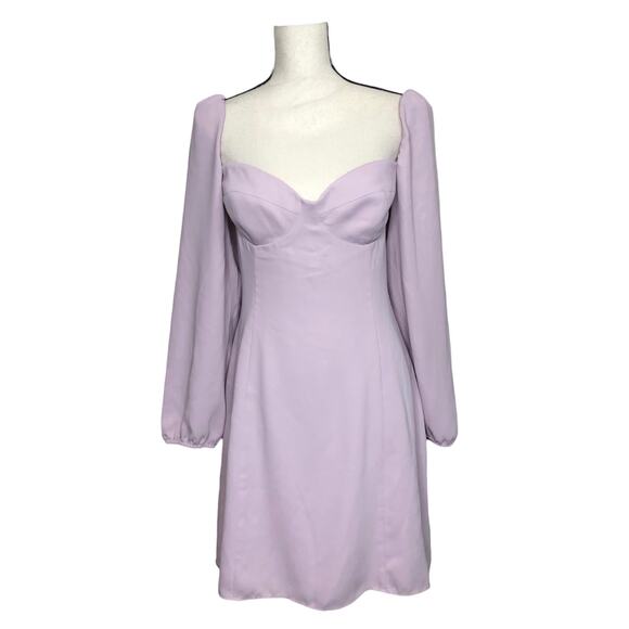 Wilfred Aritzia Dress Light Purple Lavender Mini Long Sleeve Sweetheart Seam 12 - Picture 11 of 11